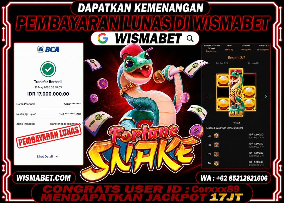 Wismabet - BUKTI KEMENANGAN Fortune Snake Rp17,000,000,- LUNAS